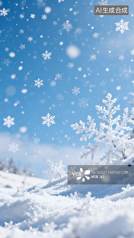 【AI数字艺术】AIGC：冬至节气背景，下雪的雪地，雪花，自然风光，背景壁纸图片素材