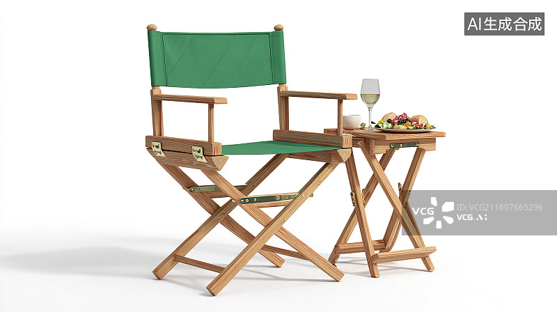 【AI数字艺术】3D 绿色休闲导演椅艺术图片素材