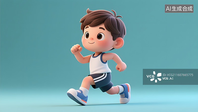 【AI数字艺术】Q版可爱角色做有氧运动插画图片素材