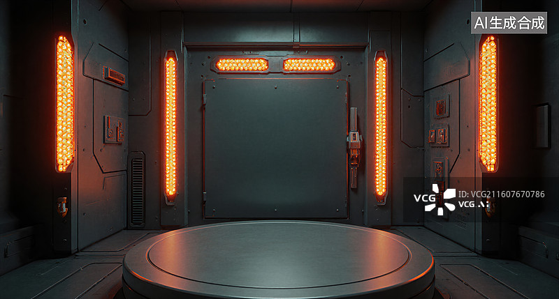 【AI数字艺术】科幻舱室内部图片素材