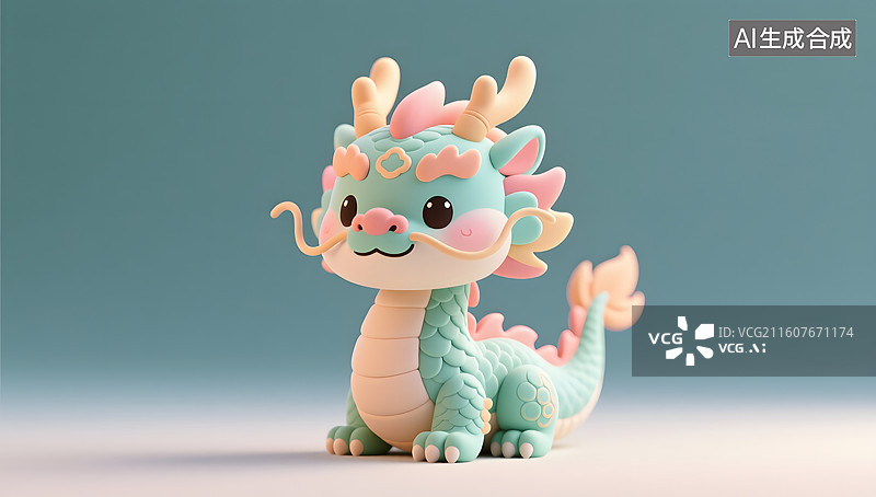 【AI数字艺术】软萌中国龙粘土动画温暖呈现图片素材