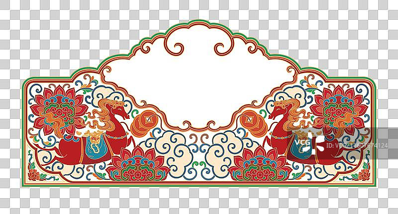 中国风马年花纹纹样边框背景图案图片素材