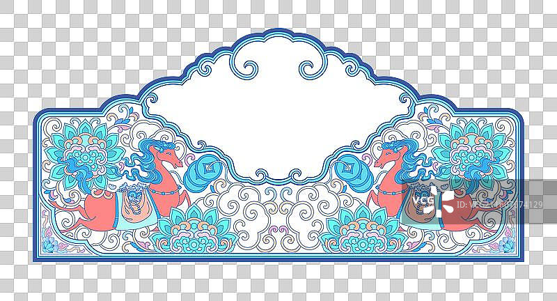 中国风马年花纹纹样边框背景图案图片素材