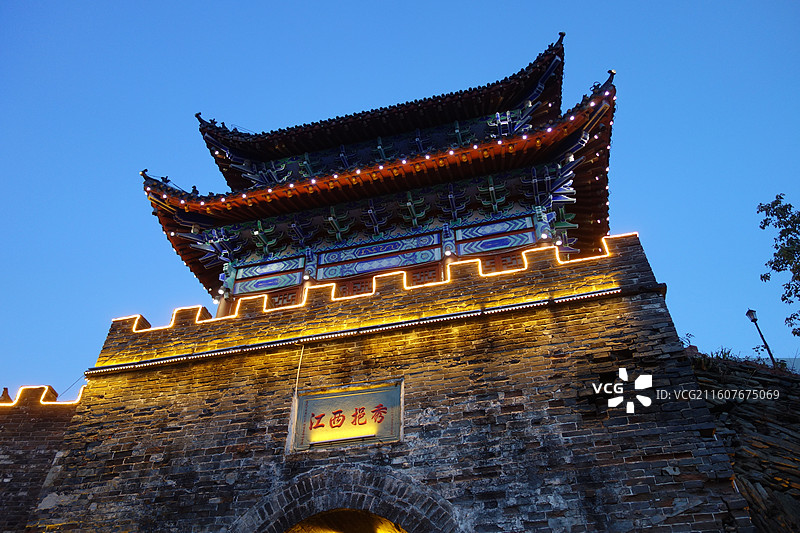 陕西省安康市石泉县石泉古城石泉古街：西门城门城楼图片素材