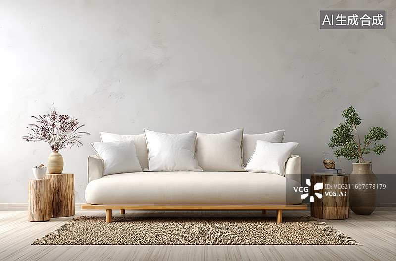 【AI数字艺术】现代简约客厅沙发布置图片素材