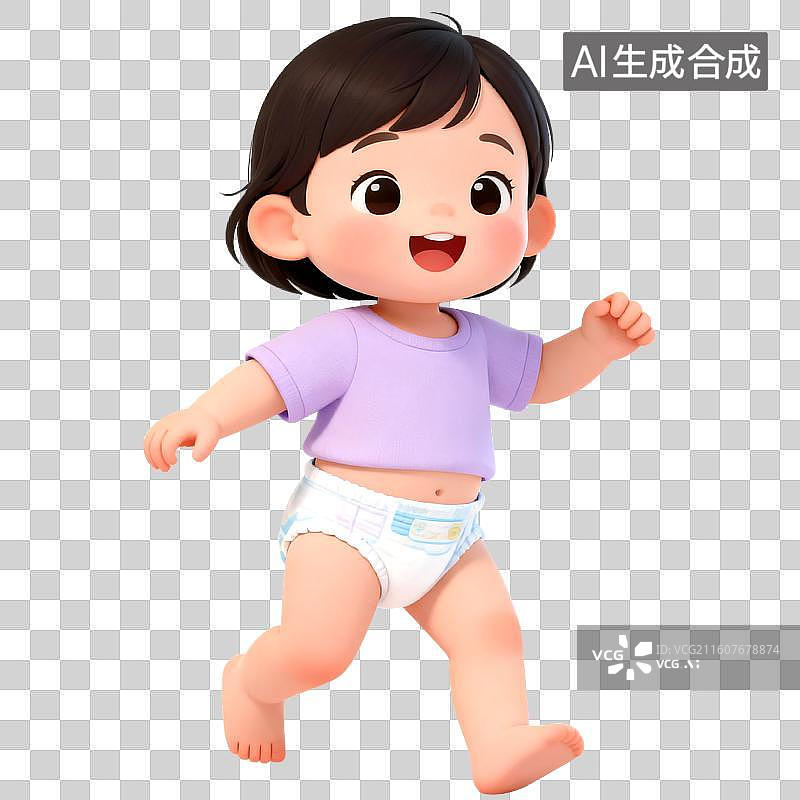 【AI数字艺术】3D立体三维C4D一个可爱的学步走路婴儿幼儿孩子儿童免抠元素设计元素图片素材