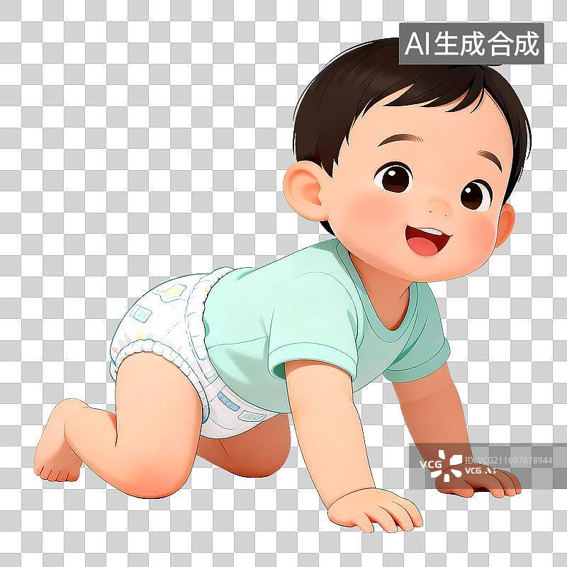 【AI数字艺术】3D立体三维C4D一个可爱的爬行的婴儿幼儿孩子儿童免抠元素设计元素图片素材