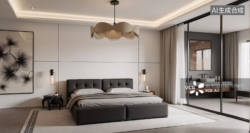 【AI数字艺术】现代卧室设计图片素材