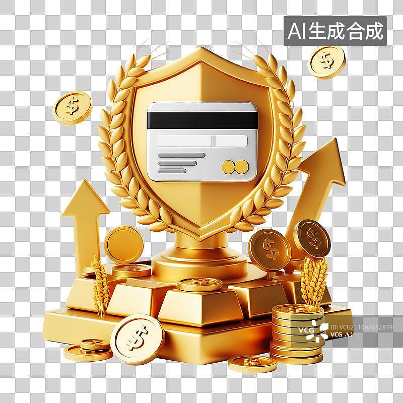 【AI数字艺术】盾牌银行卡信用卡金融理财产品收益图片素材