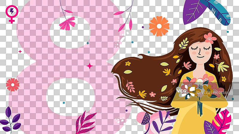 国际妇女节扁平化YouTube缩略图图片素材