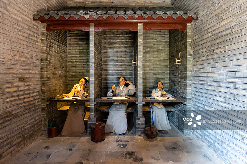 吉安白鹭洲白鹭洲书院中古代儒生学生场景图片素材