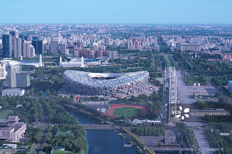 北京鸟巢与水立方同框图片素材