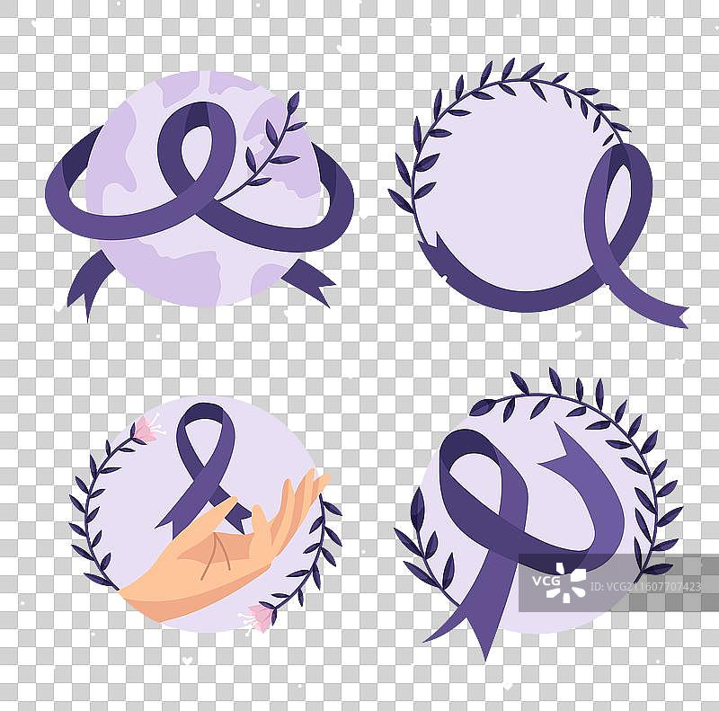 扁平化世界癌症日标签集图片素材