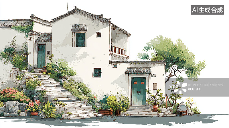 【AI数字艺术】一张江南水乡的背景图片素材