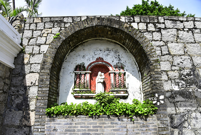 澳门大炮台下面天主教圣母玛丽亚神坛图片素材