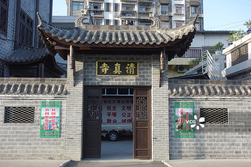 陕西省安康市石泉县石泉古城石泉古街：石泉清真寺图片素材