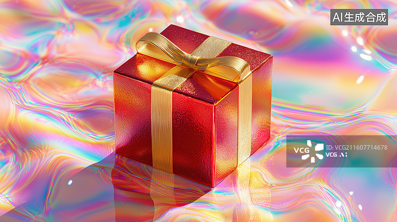 【AI数字艺术】彩色背景一个糖果色2026新年礼盒圣诞节礼物3D立体场景图片素材