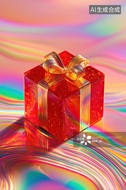 【AI数字艺术】彩色背景一个糖果色2026新年礼盒圣诞节礼物3D立体场景图片素材