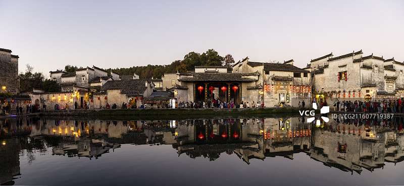 安徽黄山市黟县宏村月沼夜景图片素材