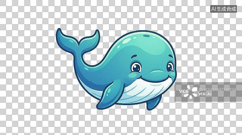 【AI数字艺术】卡通蓝鲸微笑形象可爱生动图片素材