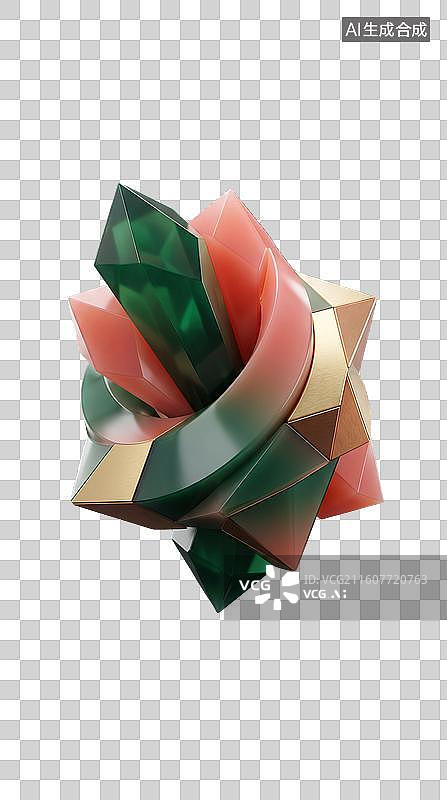 【AI数字艺术】多色几何晶体组合艺术造型图片素材