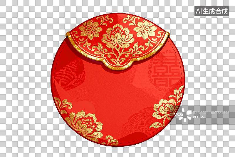 【AI数字艺术】红色喜庆圆形红包设计图案图片素材