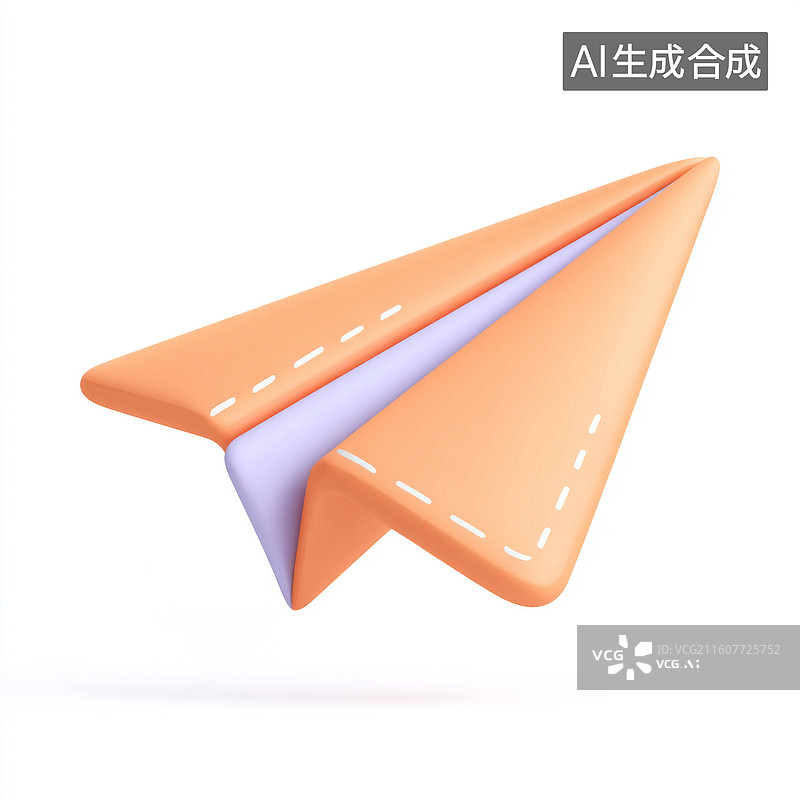 【AI数字艺术】橙色与紫色的3D纸飞机图片素材