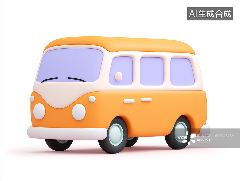 【AI数字艺术】卡通风格的橙色车图片素材