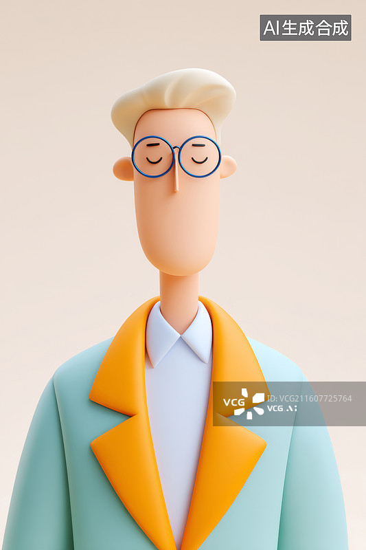 【AI数字艺术】戴眼镜的卡通人物图片素材