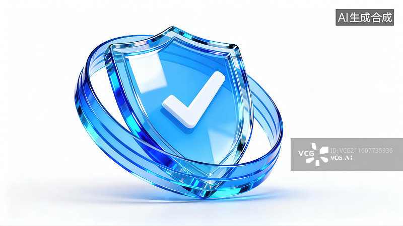 【AI数字艺术】科技蓝色盾牌图标设计图片素材