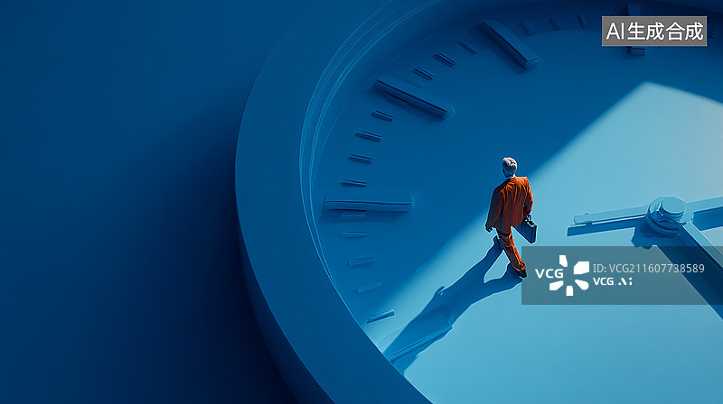 【AI数字艺术】时间光影下的商务人士剪影图片素材