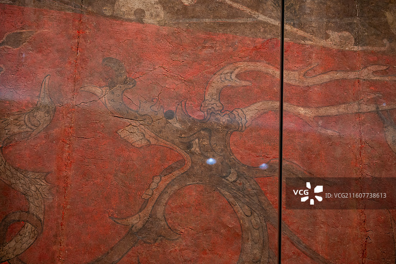 河南博物院 西汉 四神云气图壁画 永城市保安山梁共王陵出土图片素材