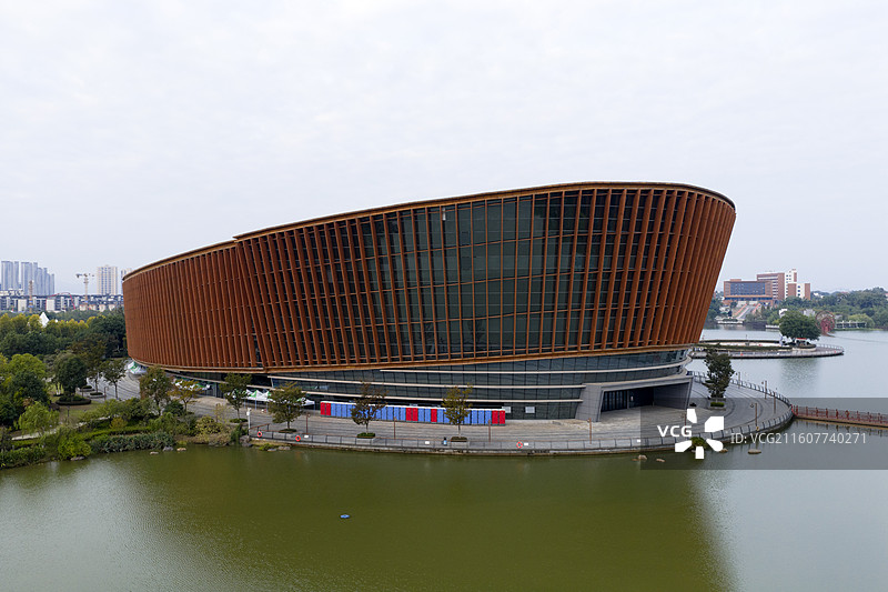 航拍江西赣州南康家居小镇景区建筑景观城市风光图片素材