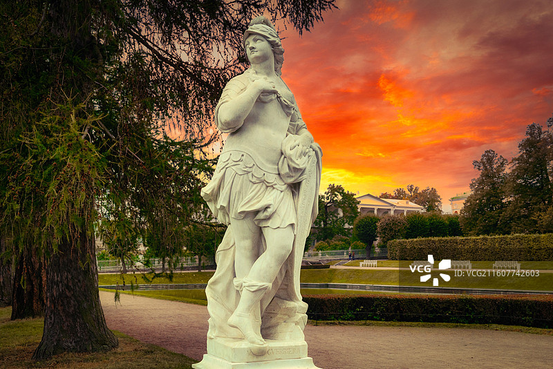 俄罗斯圣彼得堡叶卡捷琳娜宫及花园风景图片素材