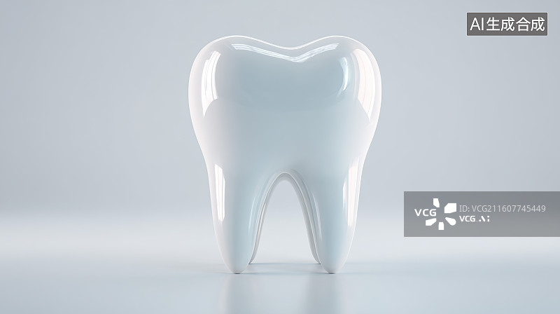【AI数字艺术】浅灰背景下的白色 3D 牙齿模型图片素材