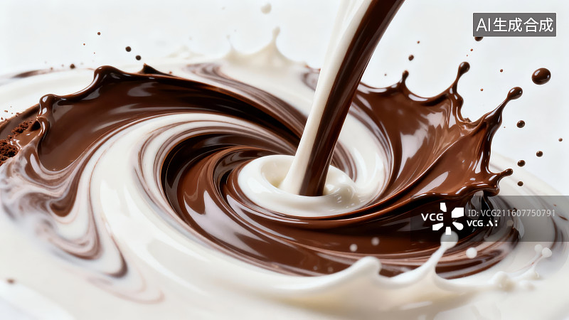 【AI数字艺术】巧克力与牛奶混合飞溅图片素材