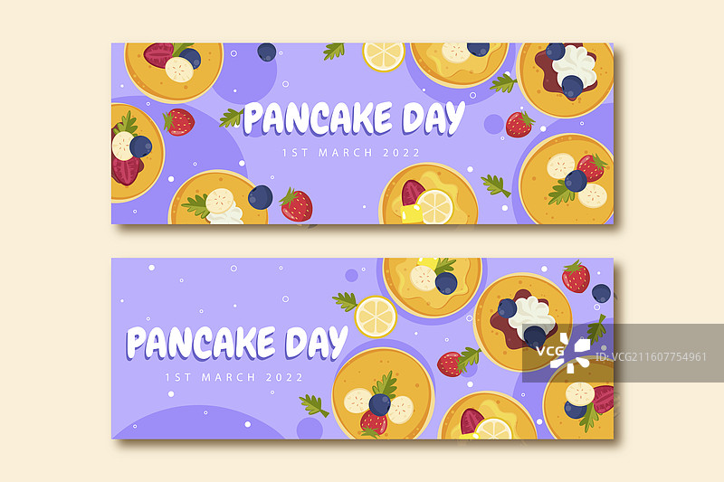 手绘煎饼日横幅套装图片素材