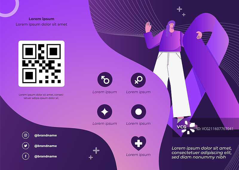 渐变世界癌症日宣传册模板图片素材