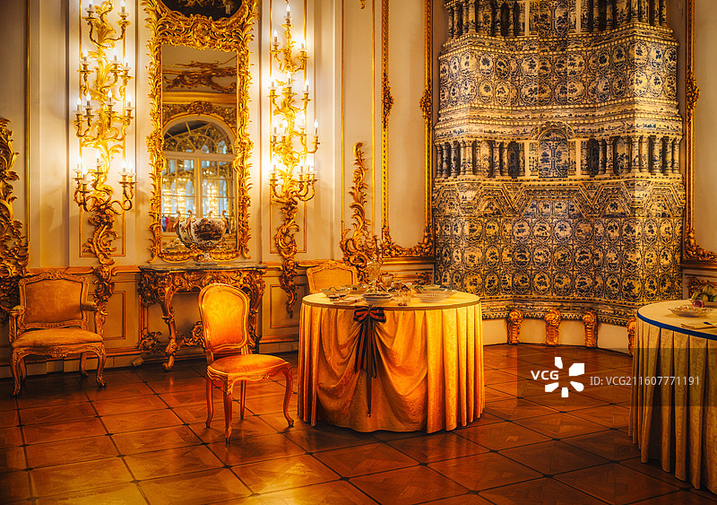 俄罗斯圣彼得堡叶卡捷琳娜宫巴洛克奢华图片素材