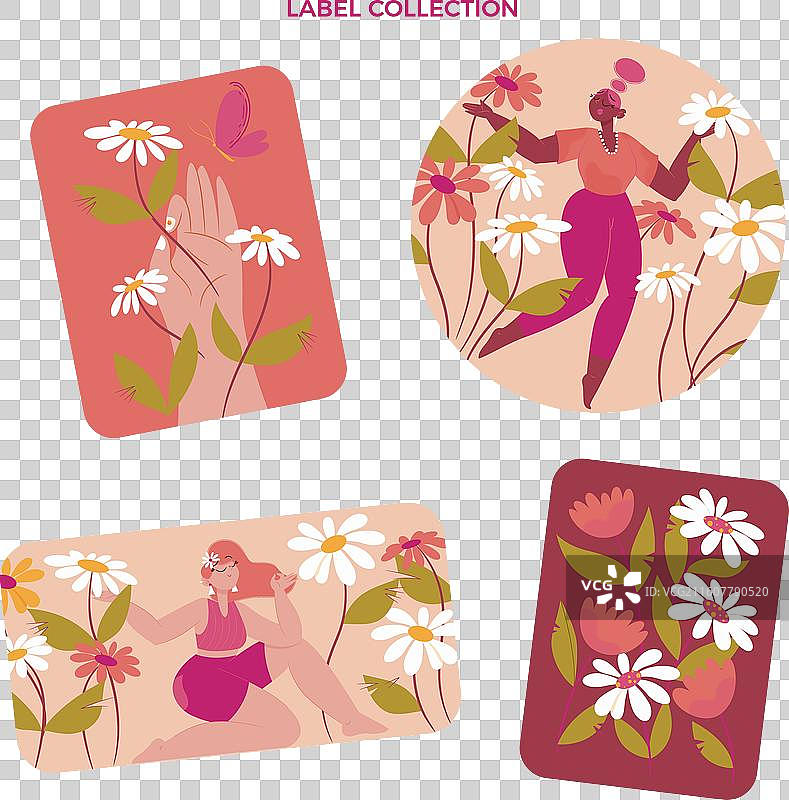 扁平弹簧标签集合图片素材