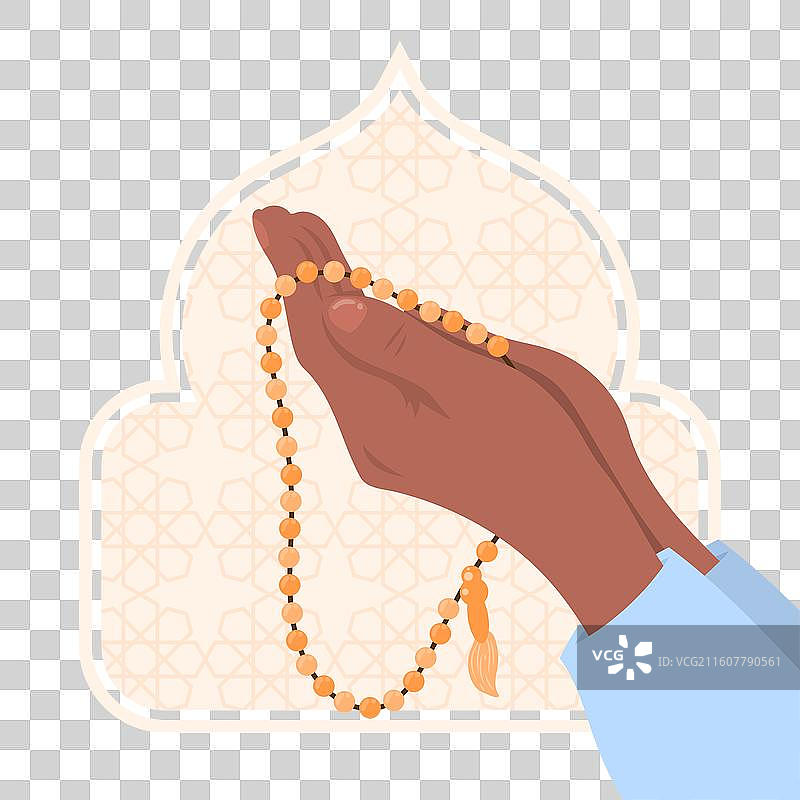 手绘扁平化设计的伊斯兰念珠图片素材