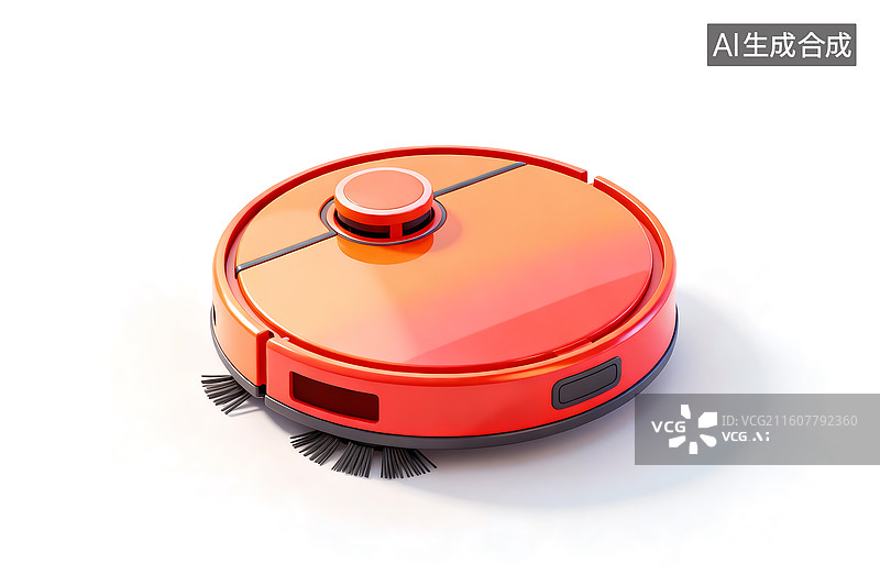 【AI数字艺术】红色扫地机器人元素图片素材