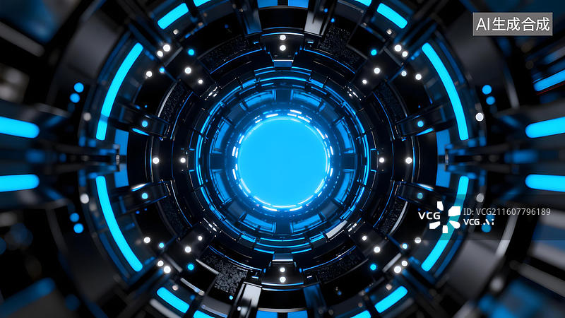 【AI数字艺术】未来科技隧道内部结构图片素材