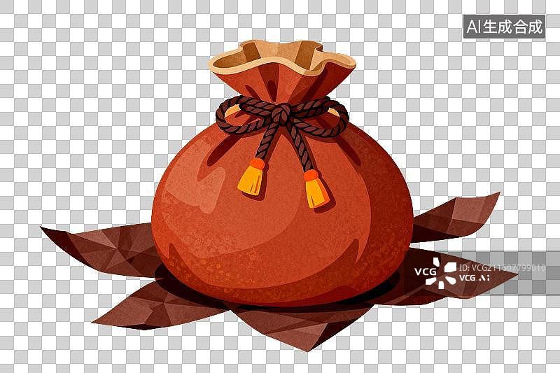 【AI数字艺术】红色布袋系绳装饰图案图片素材