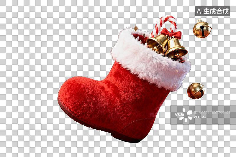 【AI数字艺术】红色圣诞袜装满节日礼物图片素材