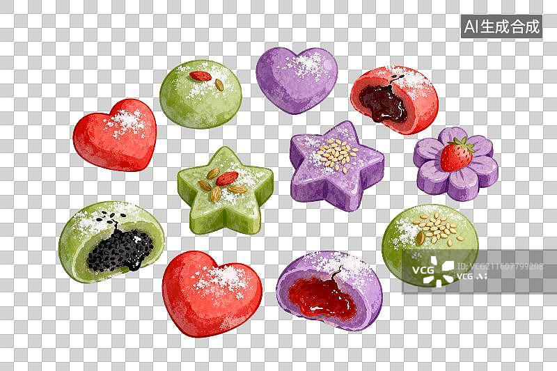 【AI数字艺术】多彩造型甜点集合展示图片素材