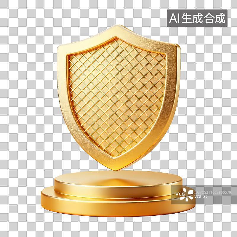 【AI数字艺术】金色盾牌图片素材
