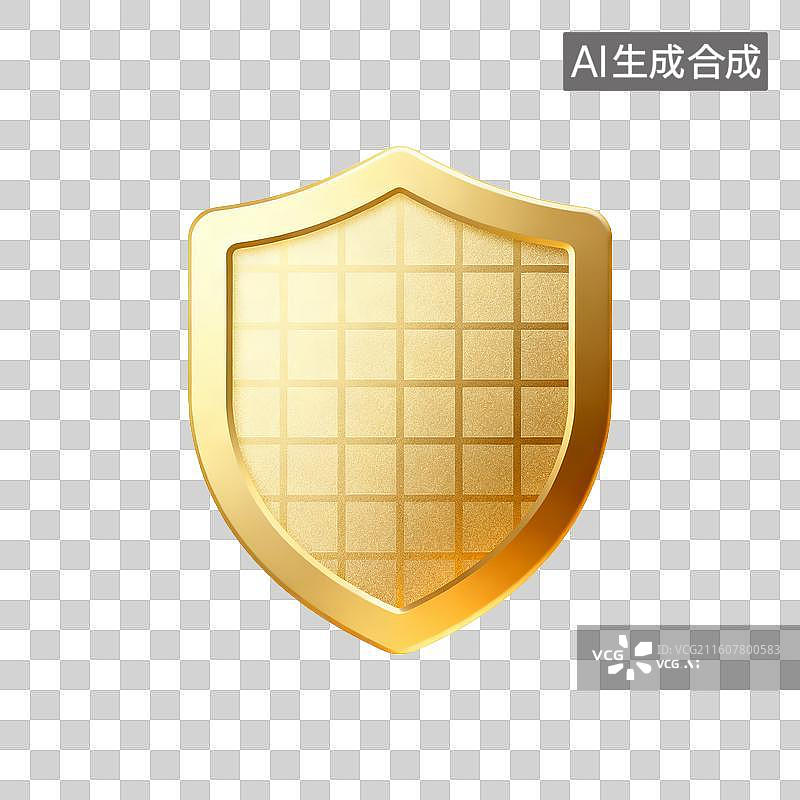 【AI数字艺术】金色盾牌图片素材