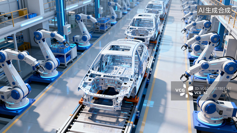 【AI数字艺术】汽车制造自动化生产线图片素材