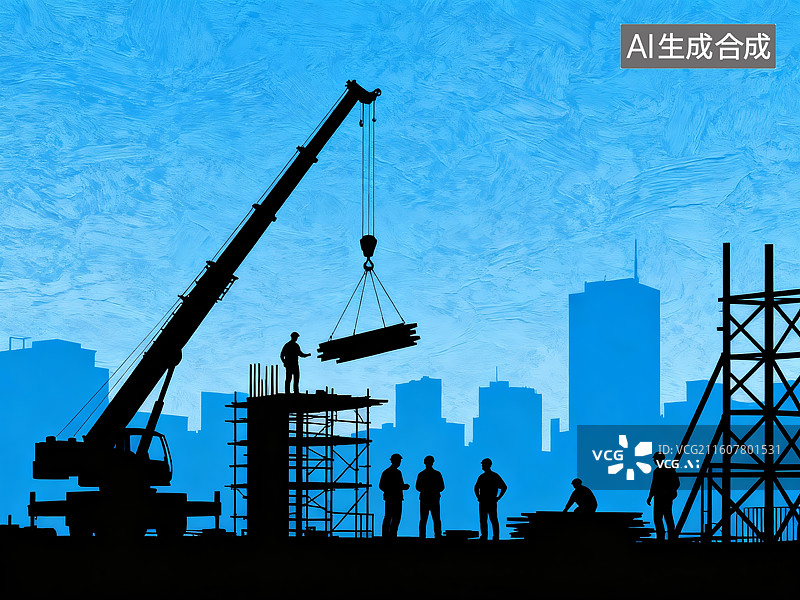 【AI数字艺术】建筑工地剪影图图片素材